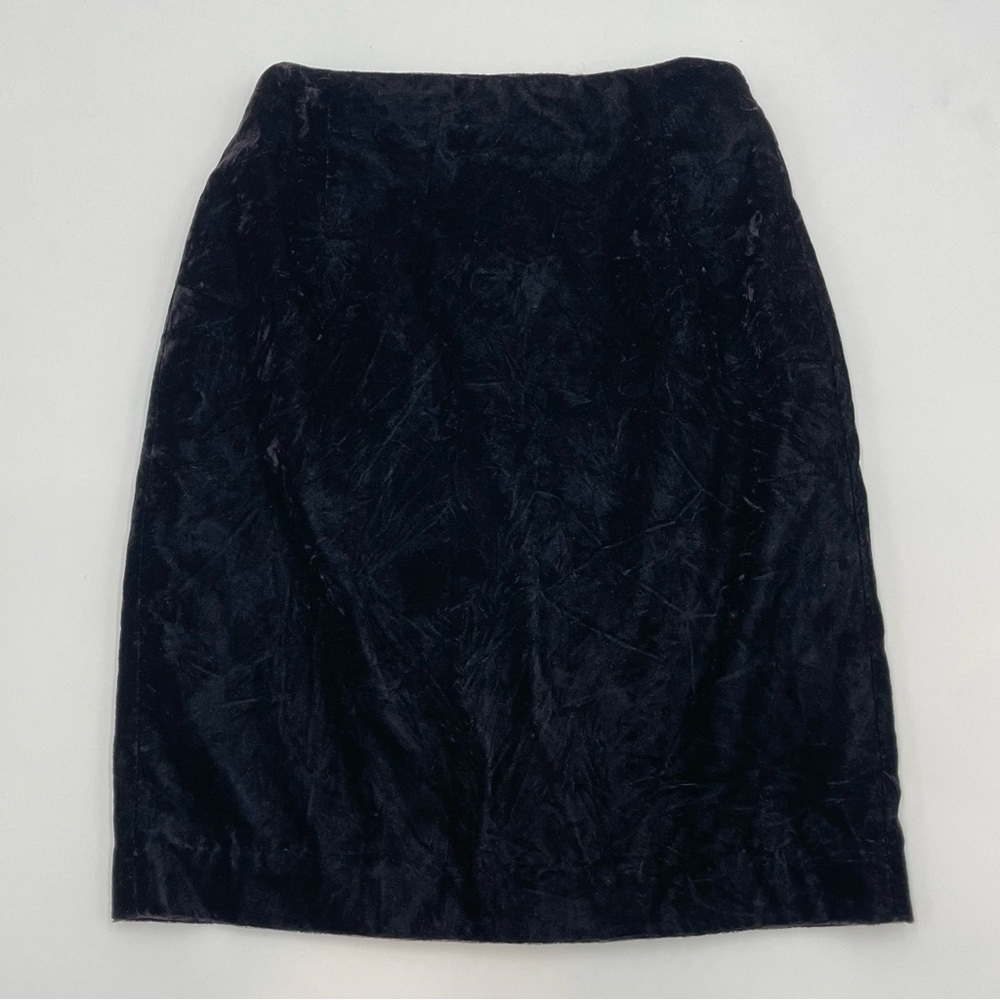 Vintage Crushed Velvet Skirt Pencil 90s Goth Black Retro Moody Glamour Date Chic